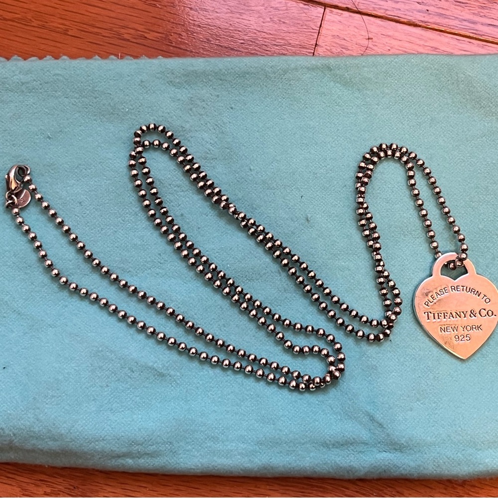 Vintage Return to Tiffany Heart Tag Pendant (Long) in Silver